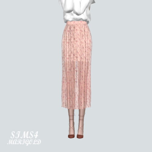 Accordion Long Sims 4 Skirt