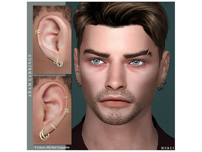 Sims 4 Adam Earrings by Merci at TSR