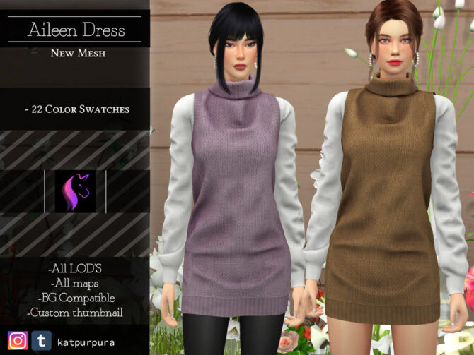 Sims 4 Aileen Dress by KaTPurpura at TSR