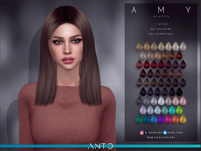 Sims 4 Amy hairstyle by Anto at TSR