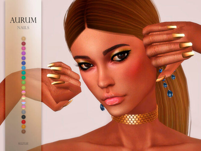 Aurum Nails Sims 4 CC by Suzue