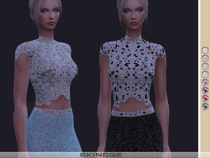 Sims 4 Beaded Cropped Top by ekinege at TSR