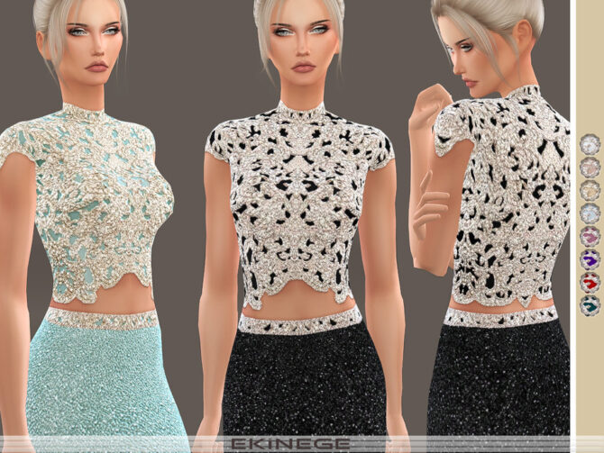 Sims 4 Beaded Cropped Top by ekinege at TSR