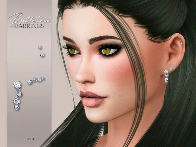 Sims 4 Bellatrix Earrings by Suzue at TSR