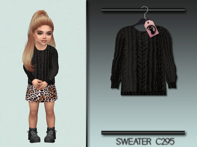 Black Knitted Sims 4 Sweater For Little Girls