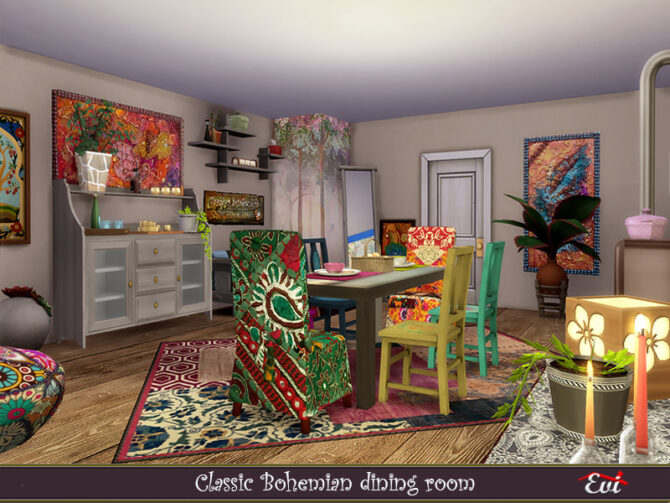 Sims 4 Classic Bohemian Dining room by evi at TSR