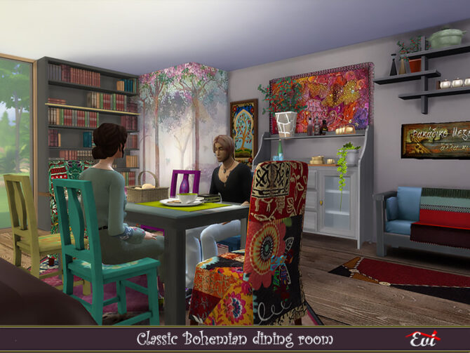 Sims 4 Classic Bohemian Dining room by evi at TSR