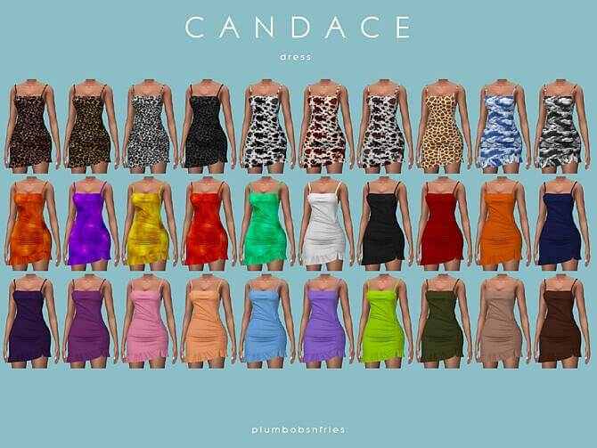 Sims 4 CANDACE Short Ruched Dress by Plumbobs n Fries at TSR