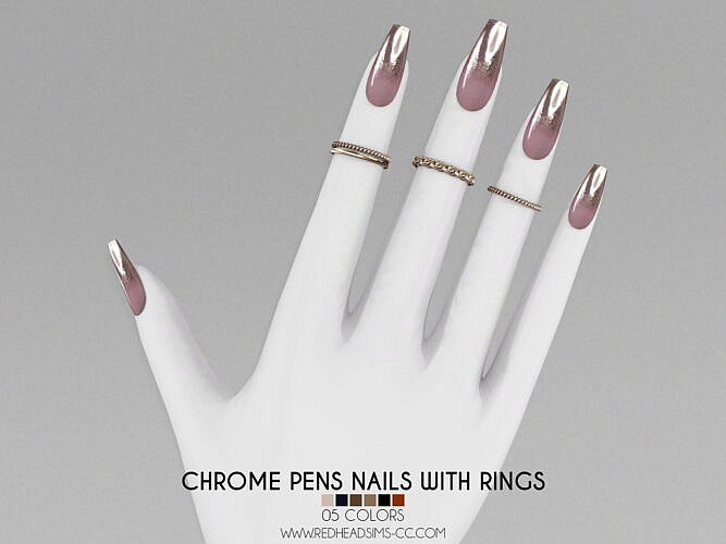 CHROME PENS NAILS WITH RINGS
