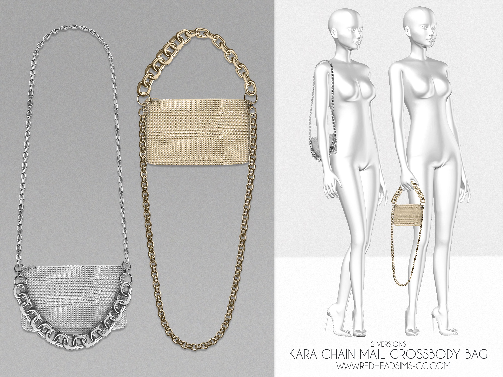 KARA CHAIN MAIL CROSSBODY BAG at REDHEADSIMS » Sims 4 Updates