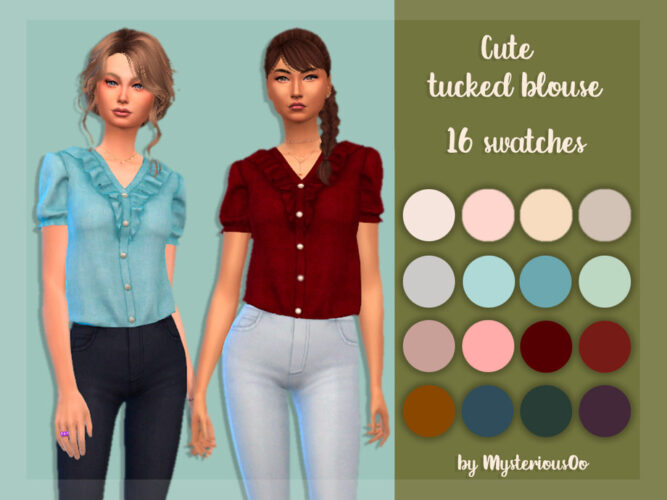 Cute tucked blouse for Sims 4
