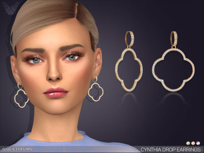 Cynthia Drop Earrings for Sims 4