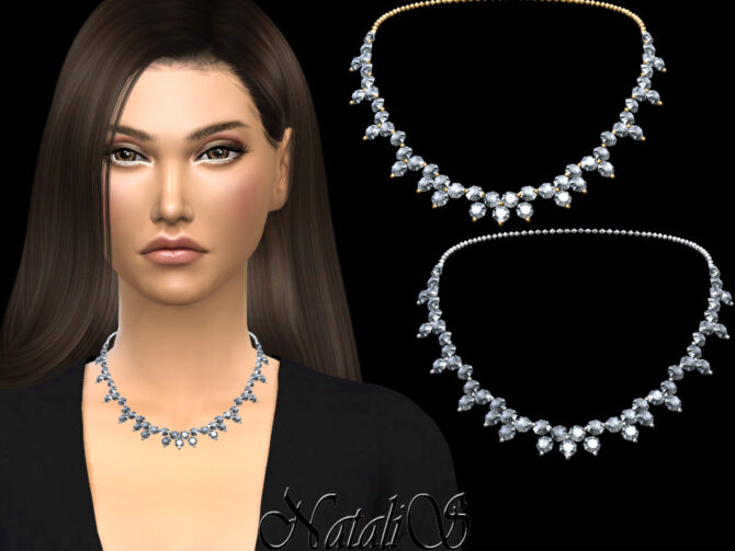 Sims 4 Diamond cluster necklace by NataliS at TSR