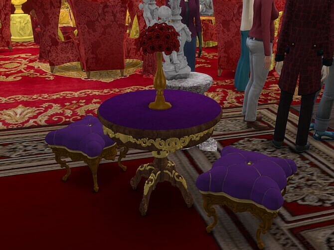 Sims 4 Dining Set With Vase, Gilded Table & Poof at Anna Quinn Stories