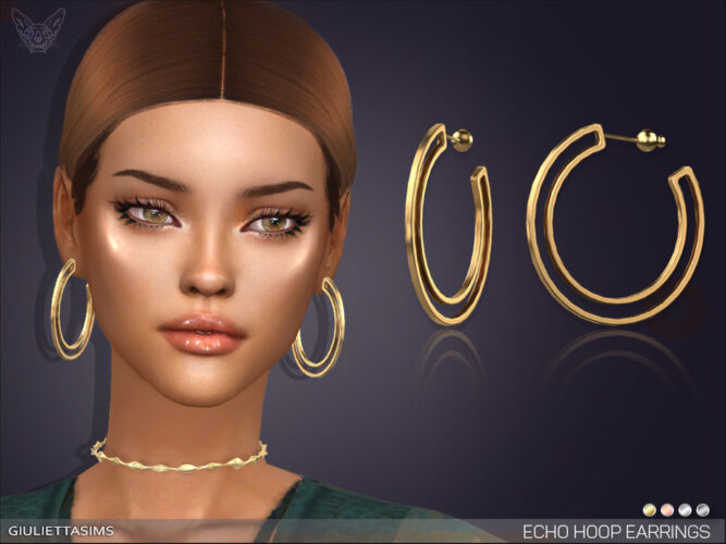 Echo Hoop Sims 4 Earrings by feyona