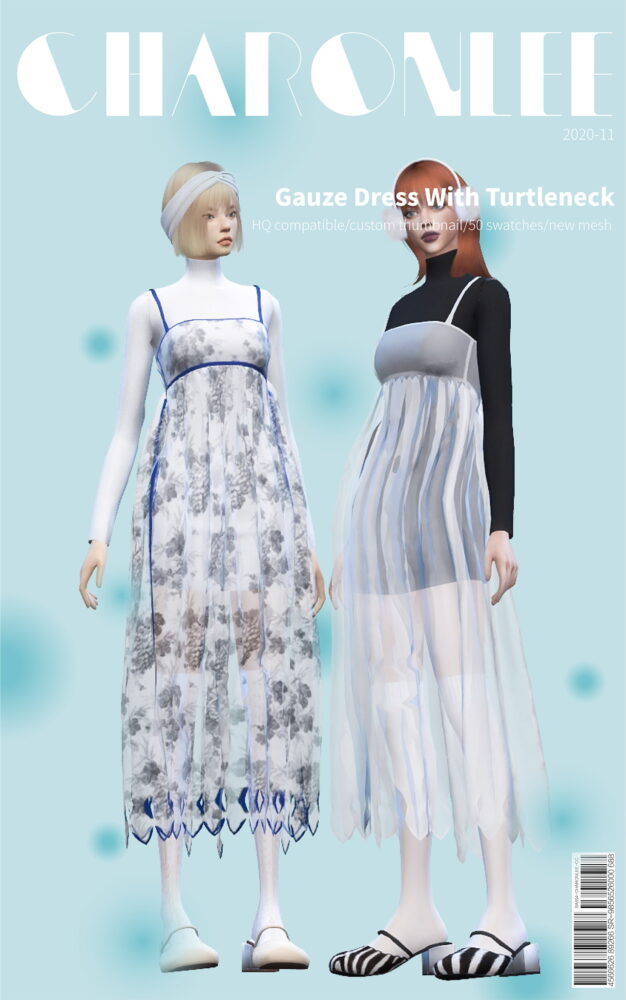 Sims 4 Gauze Dress With Turtleneck at Charonlee