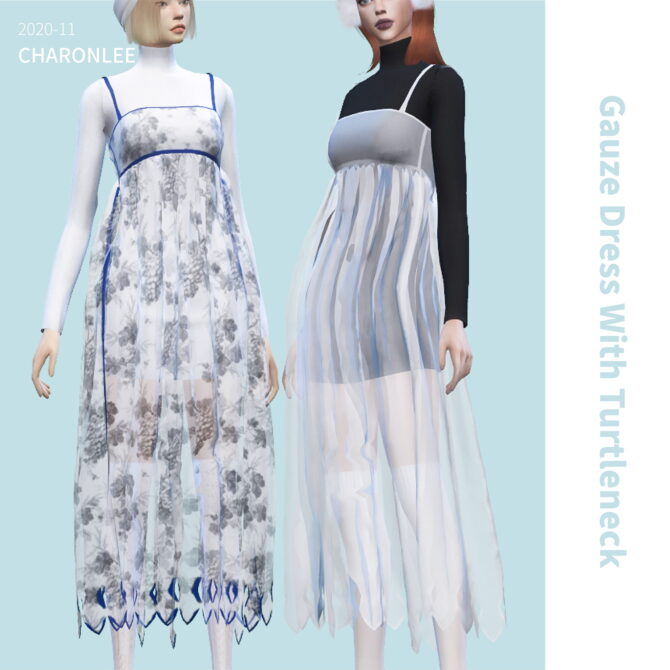 Sims 4 Gauze Dress With Turtleneck at Charonlee