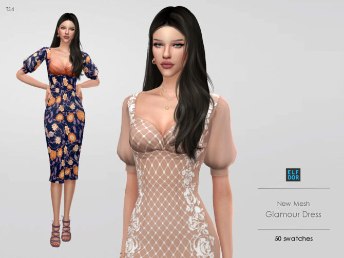 Sims 4 Glamour Dress at Elfdor Sims