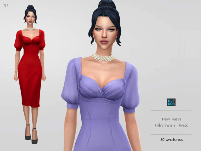 Sims 4 Glamour Dress at Elfdor Sims