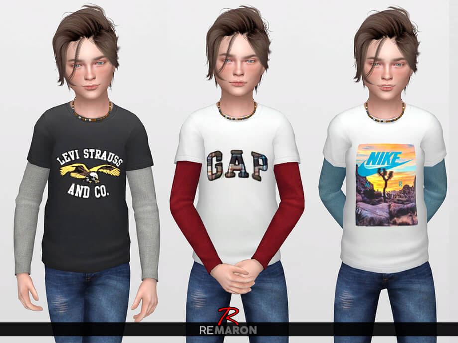 Graphic 2 Shirt for Kids 01 by remaron at TSR » Sims 4 Updates