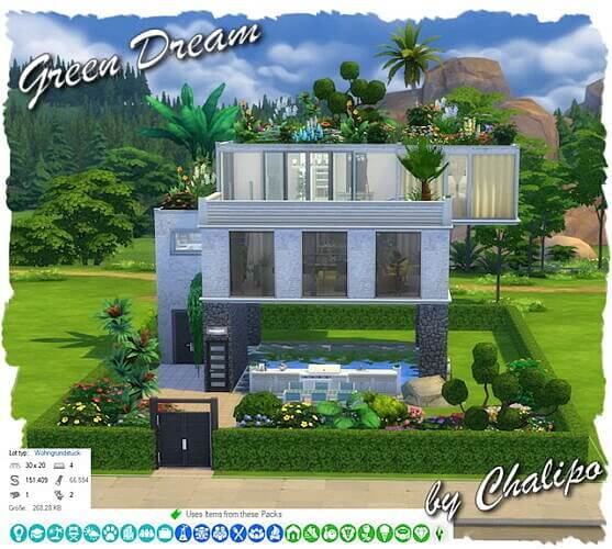 Green Dream Sims 4 Home By Chalipo