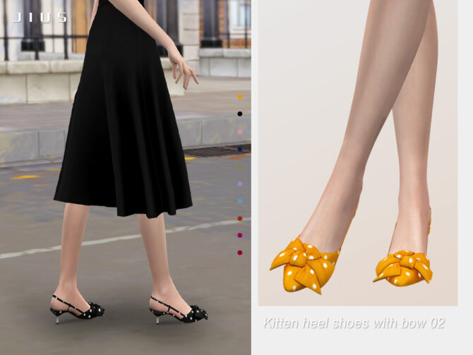 Sims 4 Kitten heel shoes with bow 02 by Jius at TSR