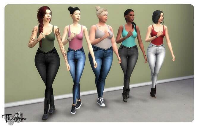 Sims 4 High waisted ACC jeans by therran91 at Mod The Sims