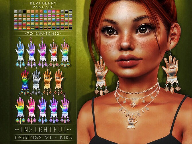 Sims 4 Insightful Set for kids: necklace & earrings at Blahberry Pancake