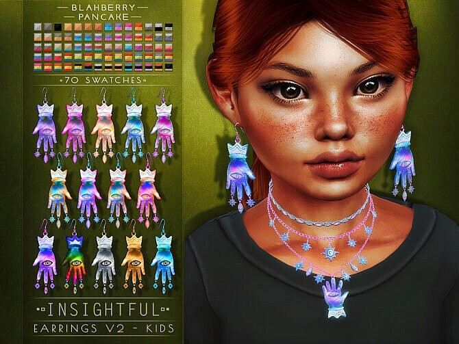 Sims 4 Insightful Set for kids: necklace & earrings at Blahberry Pancake
