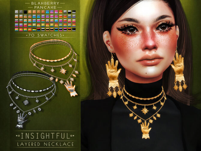 Sims 4 Insightful Set: Earrings & Layered Necklace at Blahberry Pancake