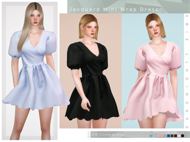 Jacquard Mini Wrap Dress by DarkNighTt at TSR » Sims 4 Updates