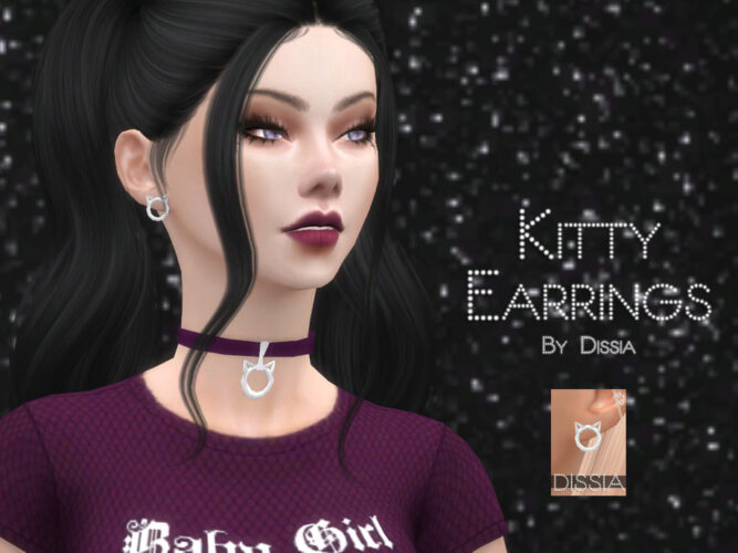 Kitty Earrings by Dissia Sims 4 CC 1