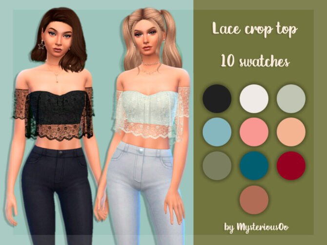 Sims 4 Lace crop top by MysteriousOo at TSR