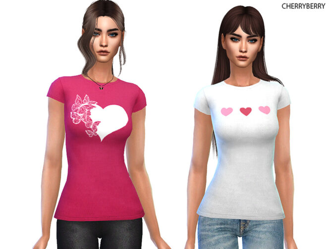 Sims 4 Lovely T shirt by CherryBerrySim at TSR