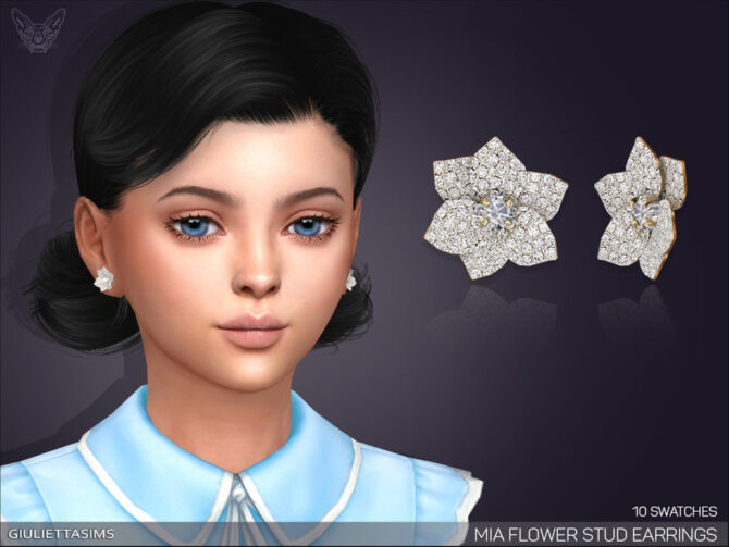 Sims 4 Mia Flower Stud Earrings For Kids by feyona at TSR