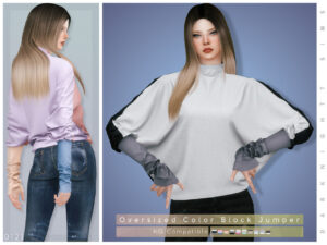 Oversized Color Block Sims 4 Jumper