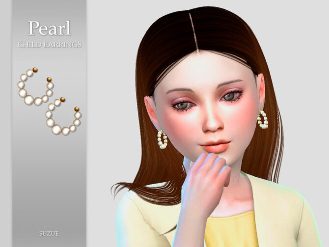 Sims 4 Pearl Child Earrings by Suzue at TSR