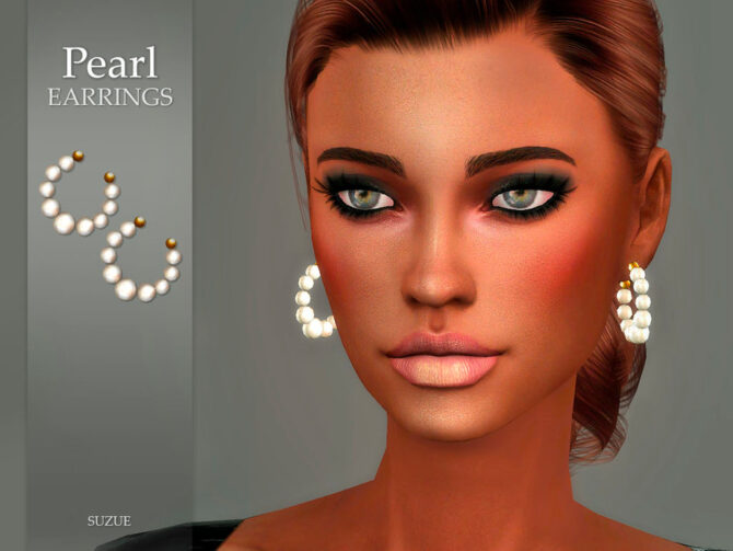 Sims 4 Pearl Earrings by Suzue at TSR