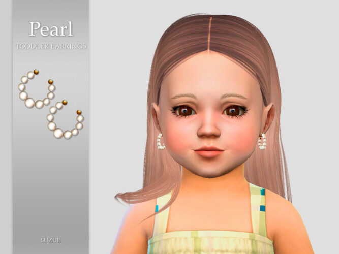 Pearl Toddler Sims 4 Earrings by Suzue