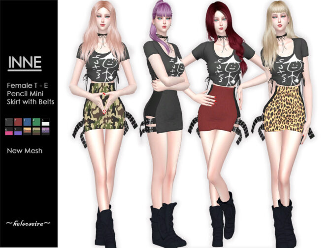 Sims 4 INNE Pencil Mini Skirt by Helsoseira at TSR
