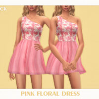 Pink Floral Dress by Black Lily Sims 4 CC