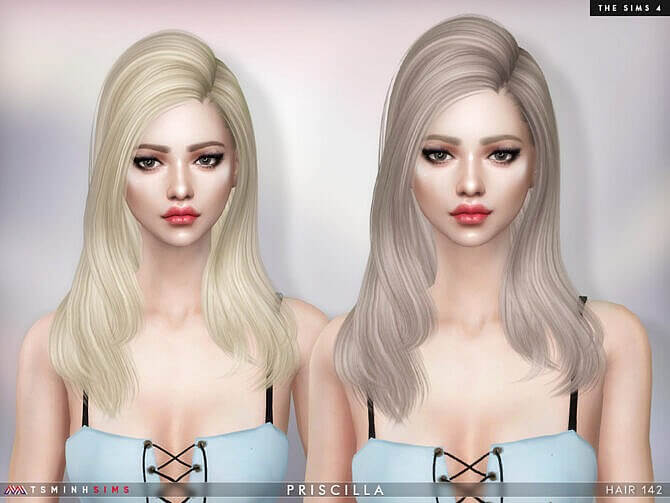 Sims 4 Priscilla Hair 142 by TsminhSims at TSR