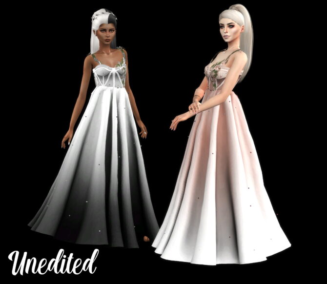 Sims 4 Prom Dress With Floral Tulle at Shimydim Sims