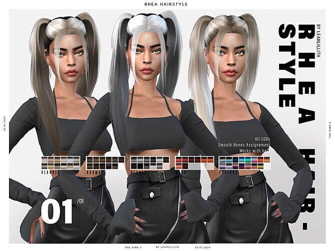 Sims 4 Rhea Hairstyle by Leah Lillith at TSR