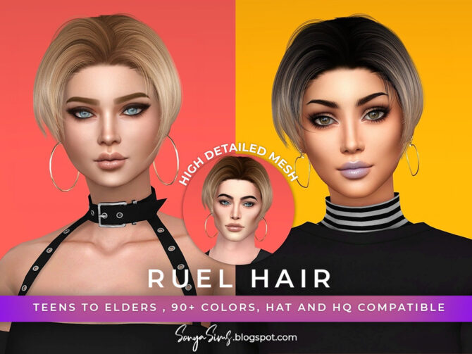 Sims 4 Ruel Straight Hair for Females by SonyaSimsCC at TSR