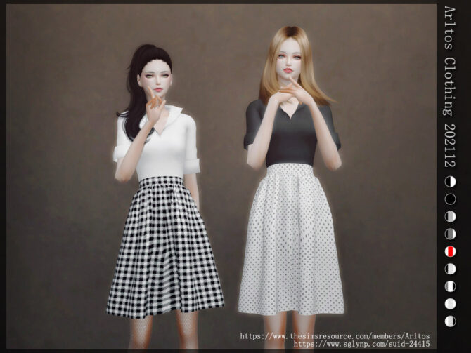 Shirt + knee-length skirt outfit by Arltos at TSR » Sims 4 Updates