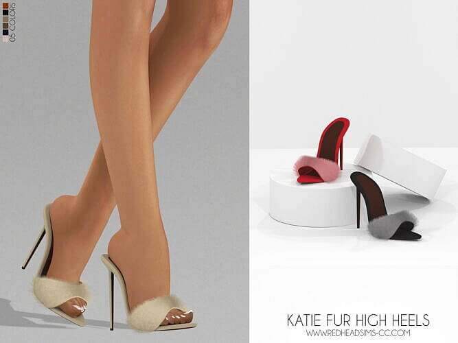 Shoes Sims 4 Katie Fur High Heels