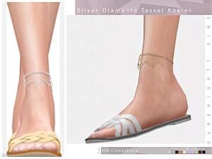 Silver Diamante Tassel Anklet by DarkNighTt at TSR