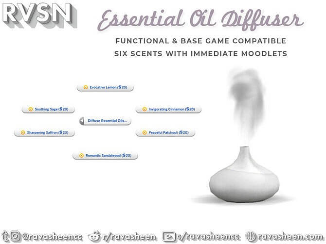Sims 4 Scent To Be Oil Diffuser Mod by RAVASHEEN at TSR