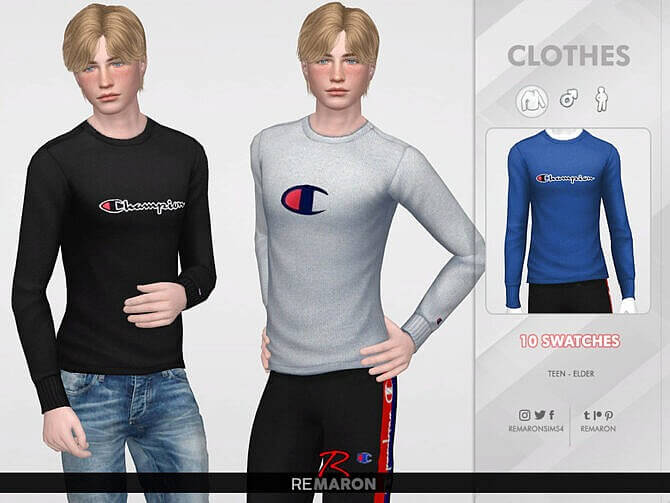 Sims 4 Sweater for Men 01 by remaron at TSR